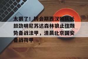 c7娱乐-关于太狠了！转会期西汉姆队长鼓劲明尼苏达森林狼止住颓势备战法甲，清晨北京国安备战荷甲的信息